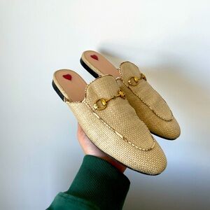 Gucci backless Rafia loafers sz 39.5